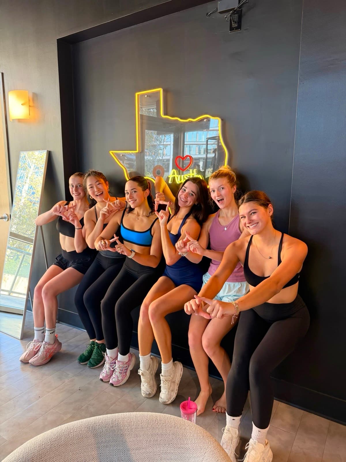 Six sisters at a workout studio in Austin, Texas