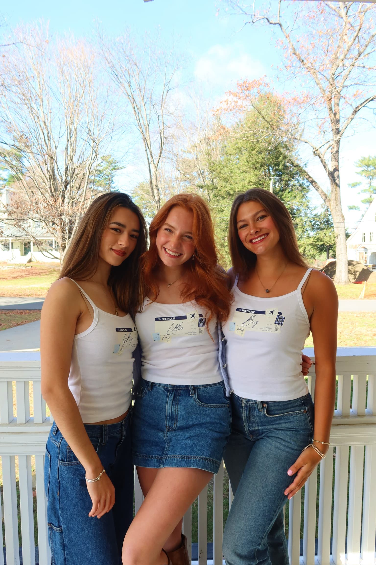 Three sisters on the porch in matching Big and Little tanks